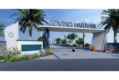 Entrance to the Govind  Harvin, featuring modern architecture, located in Jaipur, Rajasthan, by the High Fly Real Estate Team